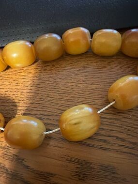 Honey Amber Beaded Necklace - Warm Yellow Accent
